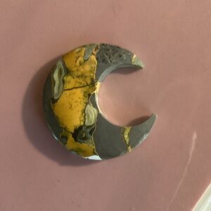 Bumblebee Jasper Crescent Moon stone carving